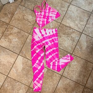 PINK Tie-Dye Sports Bra and Leggings Set